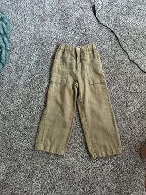 Zara Kids Wide-Leg Cargo Pants in Olive Green
